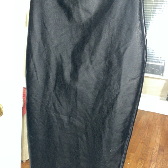 Naked wardrobe black ultra soft faux suede strapless maxi back slit tube dress - Picture 5 of 9